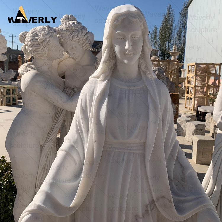 Marble virgin mary statue