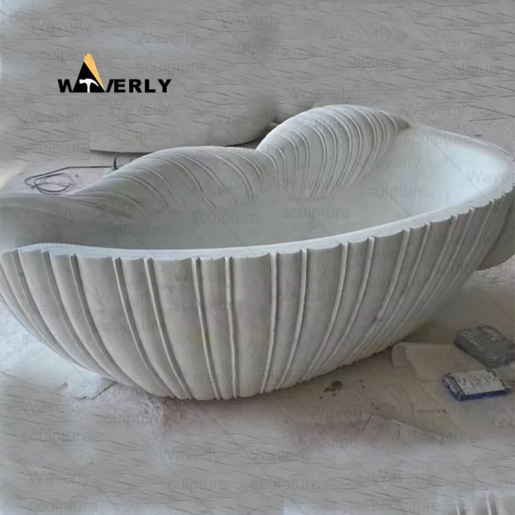 Shell shape marble bathtub