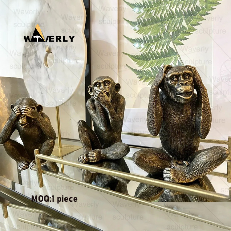 Art Vivid image Three Monkeys Bronze Sculpture BRO-33004