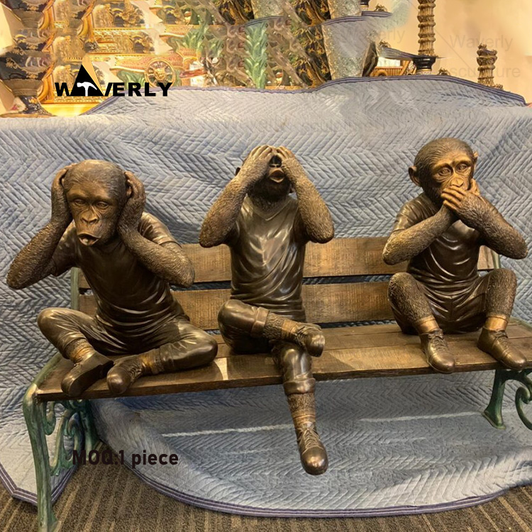 Art Vivid image Three Monkeys Bronze Sculpture BRO-33004