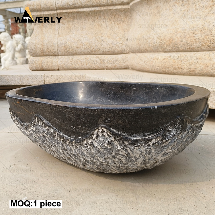 Round black marble bathtub C24-71001