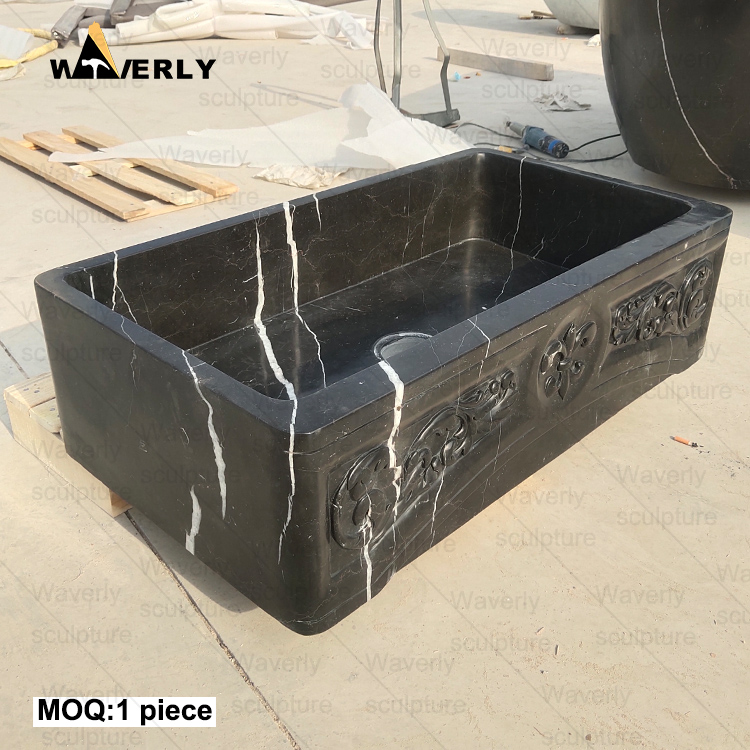 Round black marble bathtub C24-71001