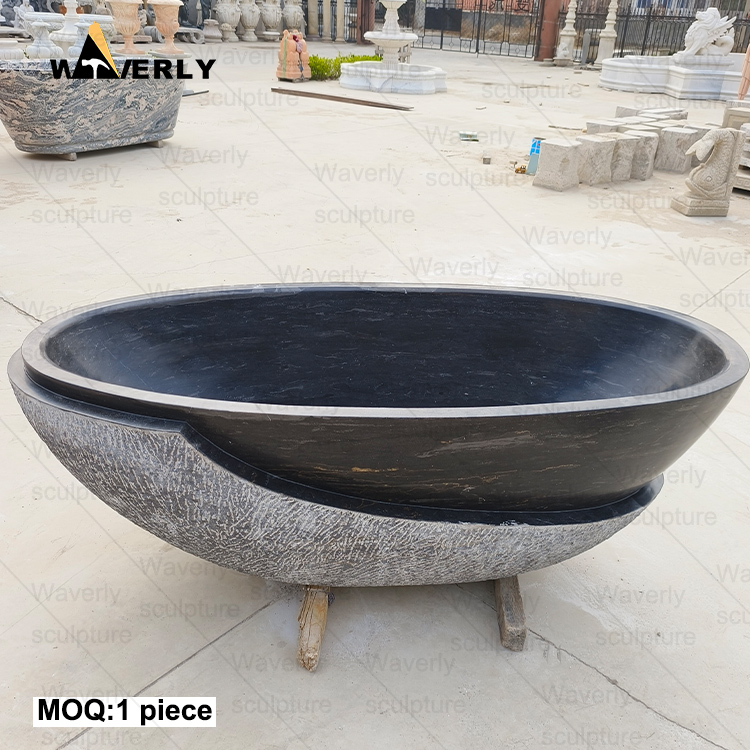 Round black marble bathtub C24-71001