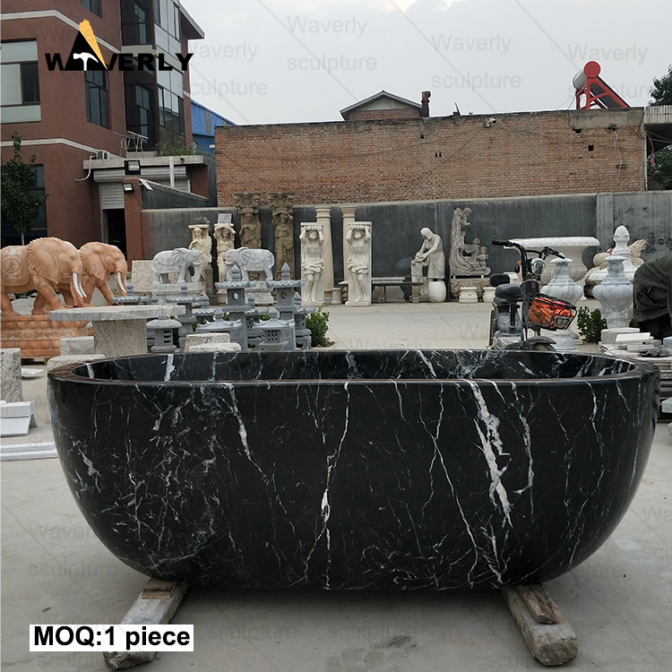 Round black marble bathtub C24-71001