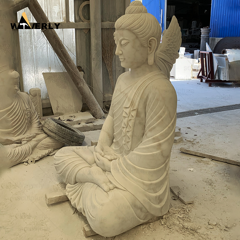 White Marble Buddha Statue Large Meditating MBC24-9-1902