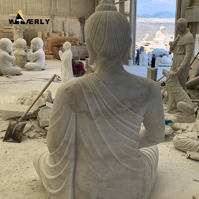 White Marble Buddha Statue Large Meditating MBC24-9-1902