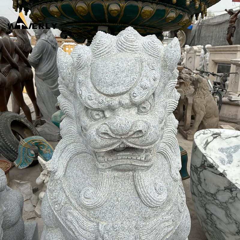 Granite life size foo dog stone statues ML24-111403