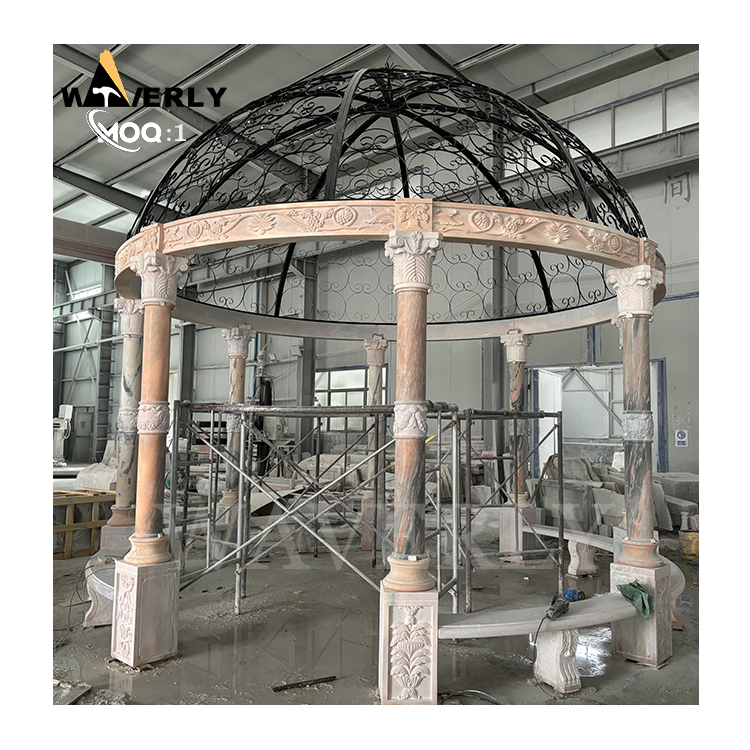 Natural Sunset Red marble Gazebo   MAR24-1118-12