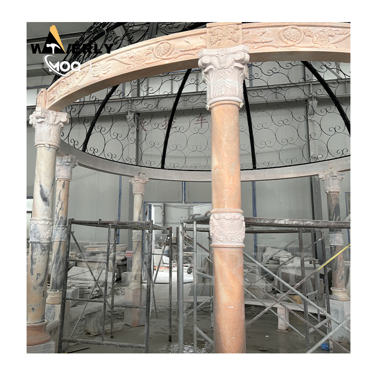 Natural Sunset Red marble Gazebo   MAR24-1118-12