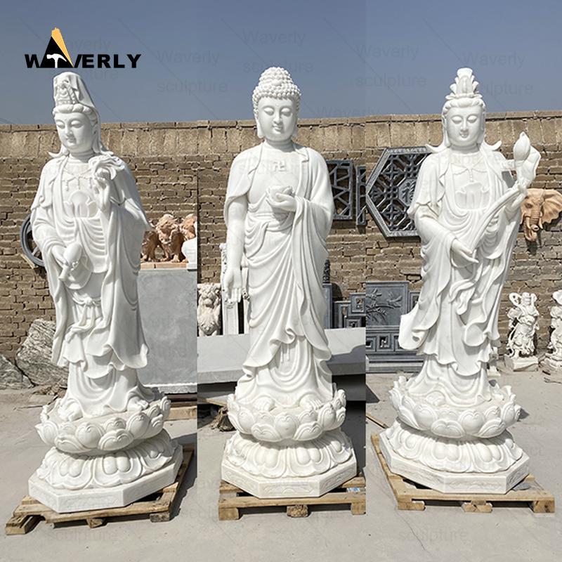 White marble sitting guan yin buddha sculpture CH24-111901