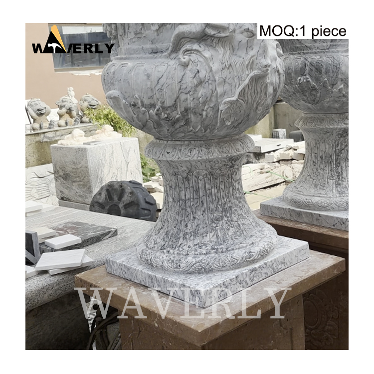 Custom Design Luxury Greek Qingbai Marble Flower Pot  MAR-1120-4