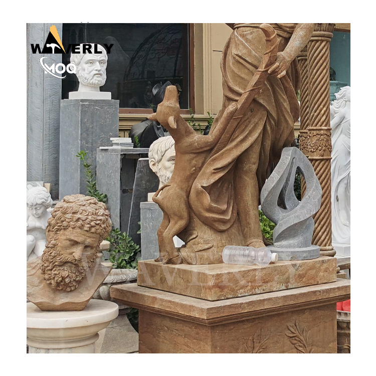 Hand Carved Garden Stone Antique Artemis Sculptures  MF24-1206-2