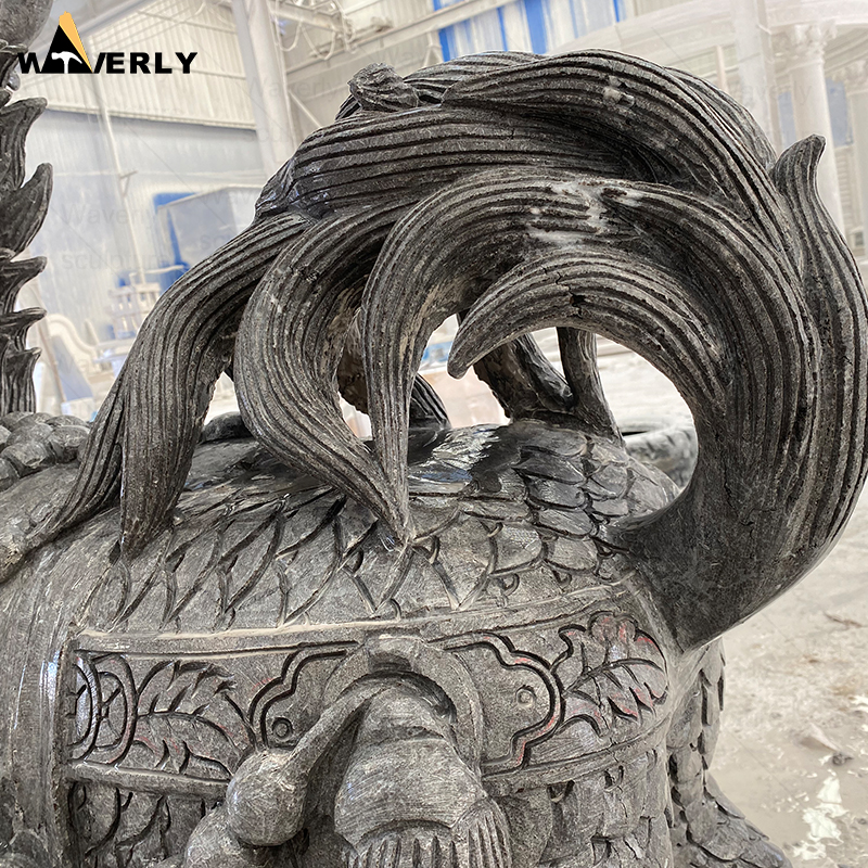 Stone carving black marble qilin Kirin statue  MF24-121201