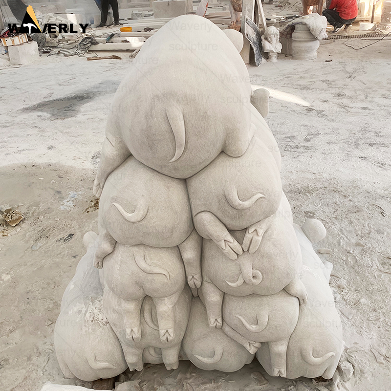 Custom Garden Decor Stone Pig Statue Sculpture MF24-121203