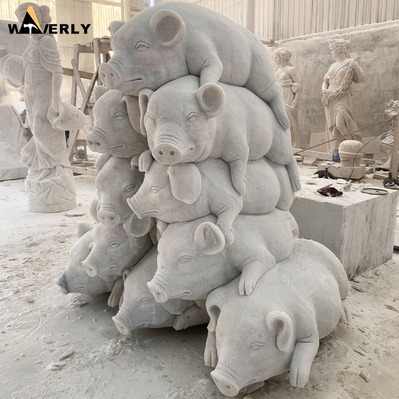 Custom Garden Decor Stone Pig Statue Sculpture MF24-121203