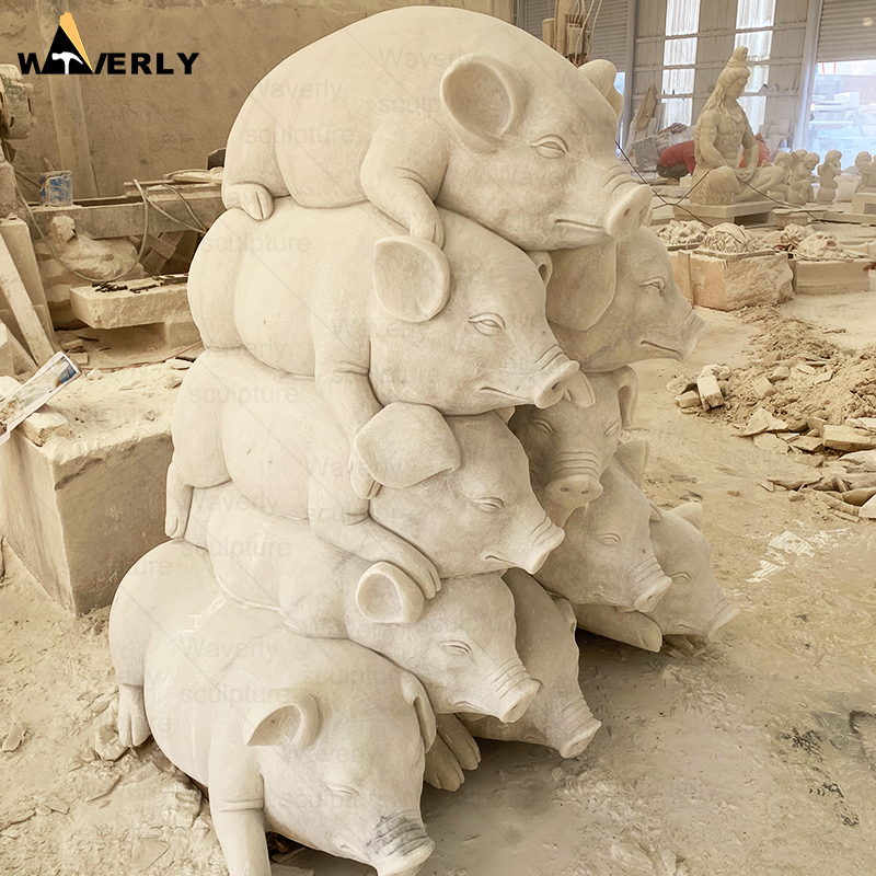 Custom Garden Decor Stone Pig Statue Sculpture MF24-121203