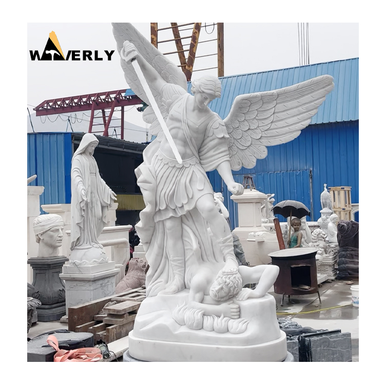 Marble Life Size Archangel Michael Sculpture MF24-1224-6