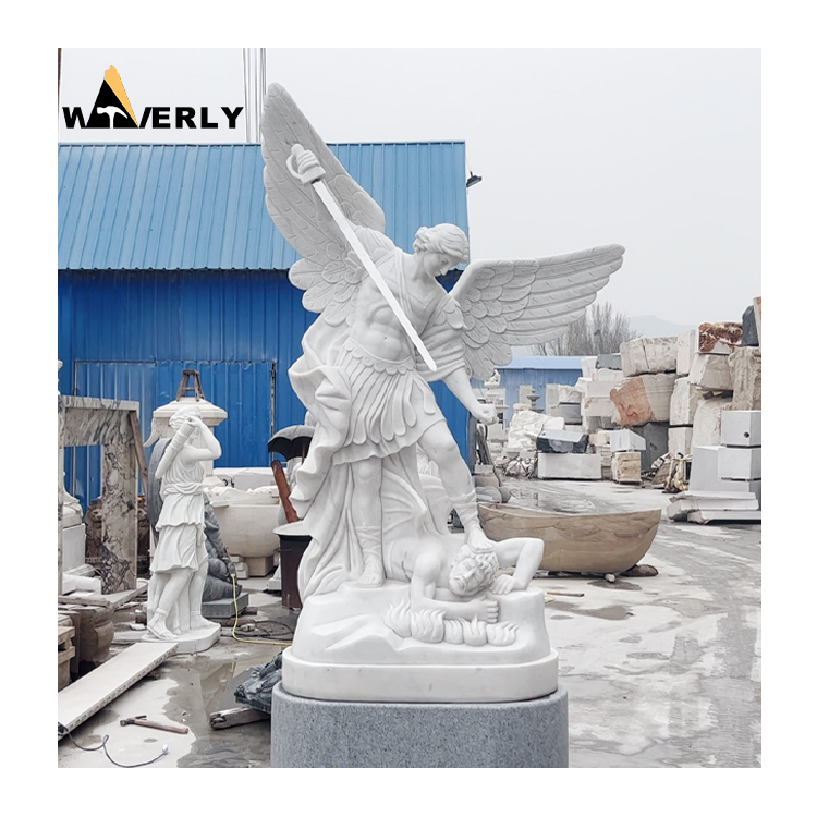 Marble Life Size Archangel Michael Sculpture MF24-1224-6