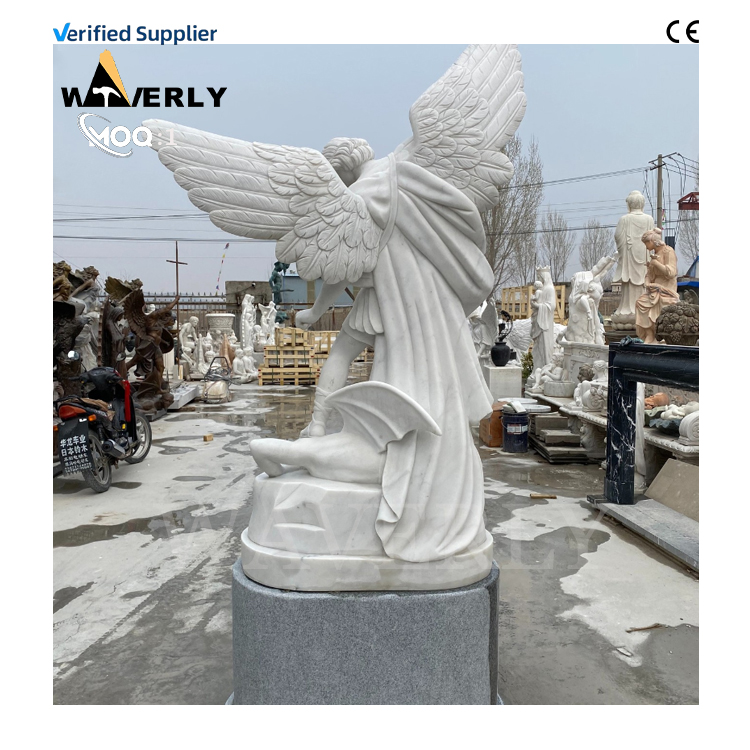 Marble Life Size Archangel Michael Sculpture MF24-1224-6