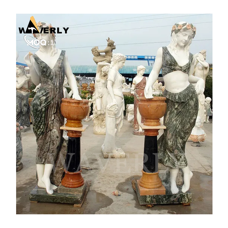 Villa Outdoor Front Door Statue Natural Stone Life Size Greek Women Statues MF24-1224-7