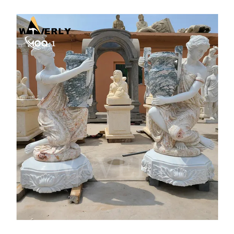 Villa Outdoor Front Door Statue Natural Stone Life Size Greek Women Statues MF24-1224-7