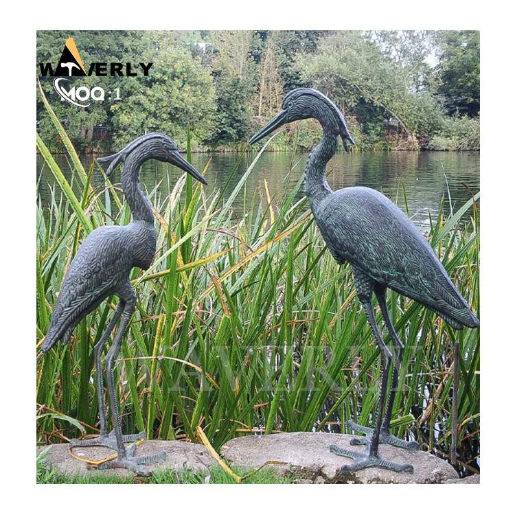 Bronze Animal Statue Sculpture Crane Heron Metal MF24-1231-3