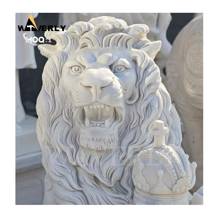 With Shield Marble Lion Sculpture For Sale MF25-1-13-8