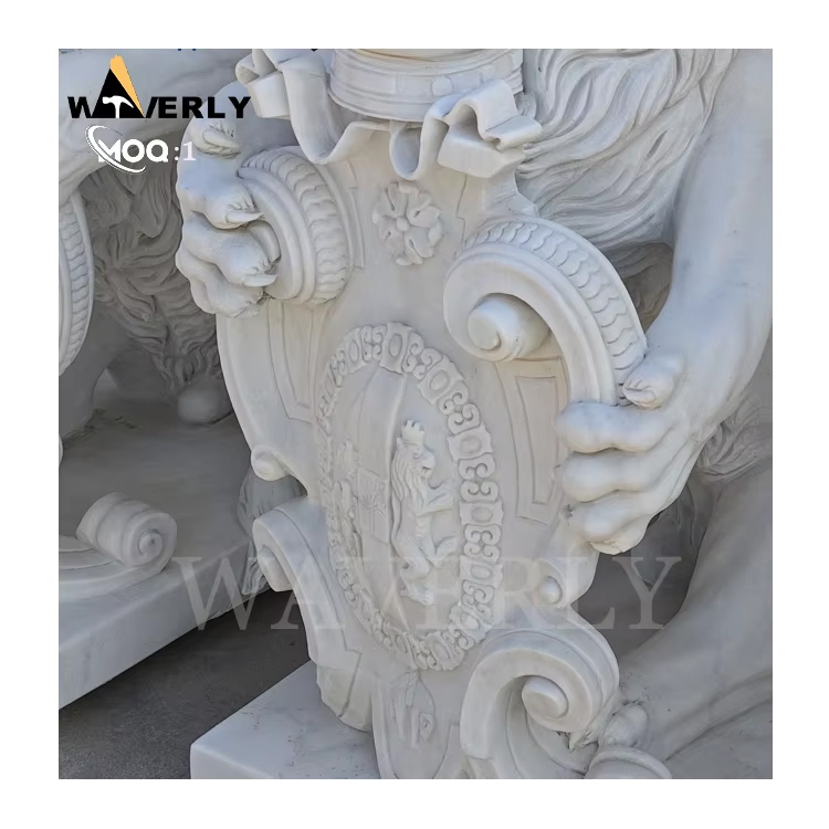 With Shield Marble Lion Sculpture For Sale MF25-1-13-8